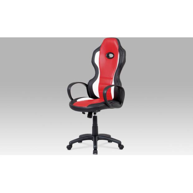 Kancelářská židle, koženka černá + červená KA-E910 RED Art