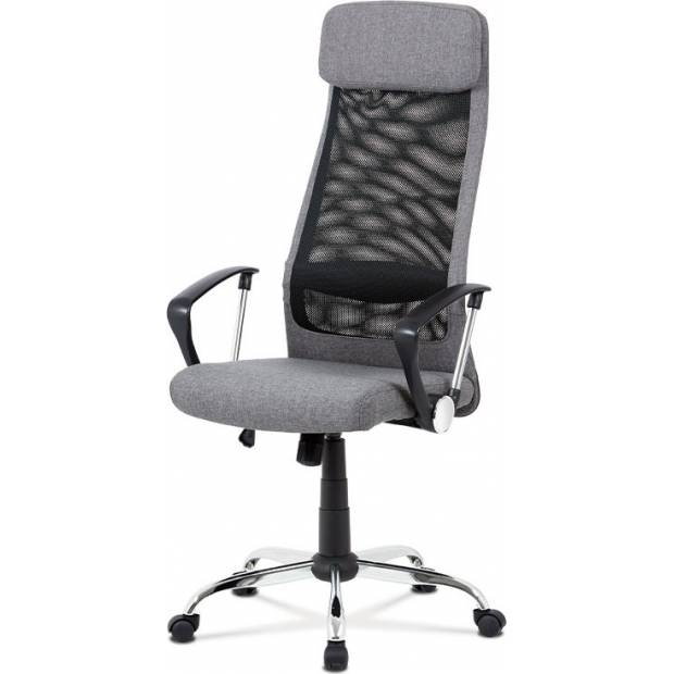 Kancelářská židle, šedá látka, černá MESH, houpací mech, kříž chrom KA-V206 GREY Art