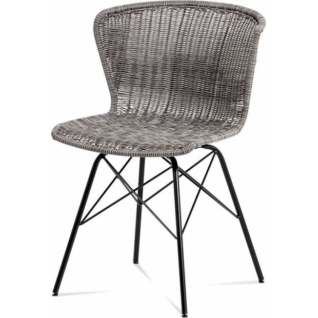 Jídelní židle kov černá / UMĚLÝ ratan šedý SF-825 GREY Art