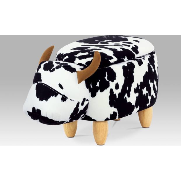 Taburet kráva s úložným prostorem, látka, masiv TAB-201 Art