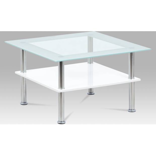 Konferenční stolek 70x70x42 cm, sklo bílé / MDF bílá AF-2049 WT Art