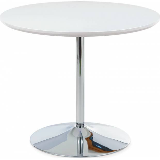Jídelní stůl pr. 90 cm, vys. lesk bílý / chrom AT-1901 WT Art