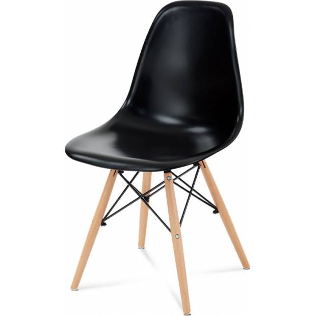 Jídelní židle, plast černý / masiv buk CT-718 BK1 Art