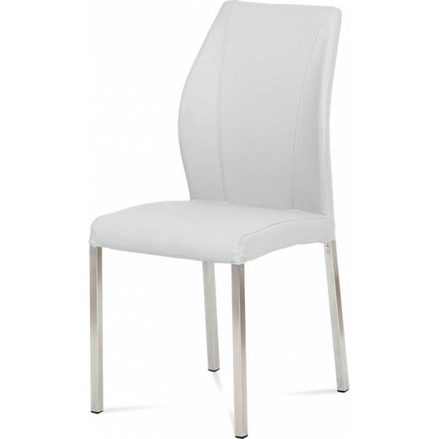 Jídelní židle koženka bílá / broušený nerez HC-381 WT1 Art