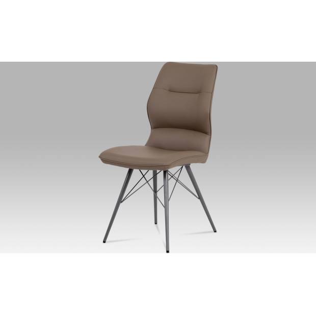 Jídelní židle, cappuccino ekokůže, kov matná šedá HC-781 CAP Art
