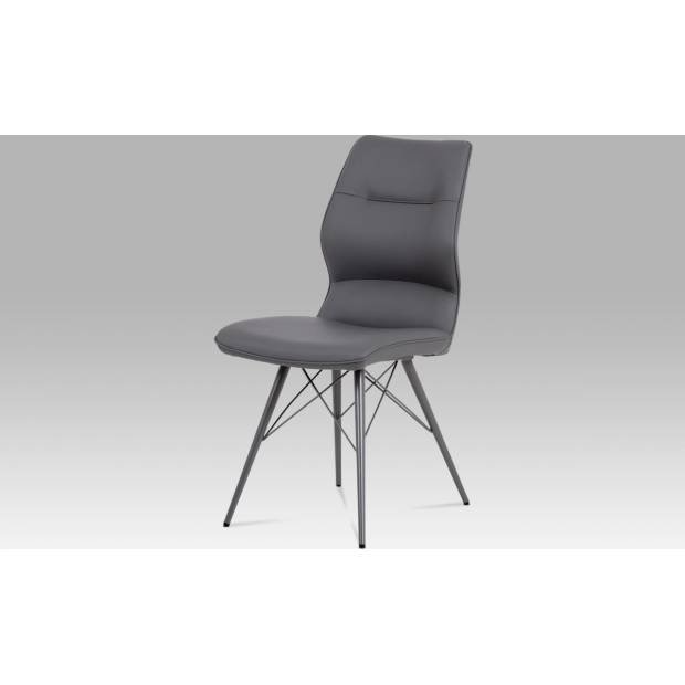 Jídelní židle, šedá ekokůže, kov matná šedá HC-781 GREY Art