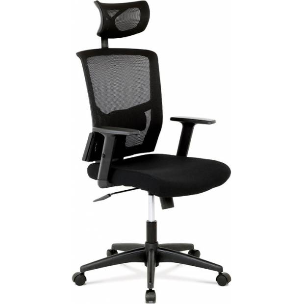 Kancelářská židle s podhlavníkem, látka mesh černá, houpací mechanismus KA-B1013 BK Art