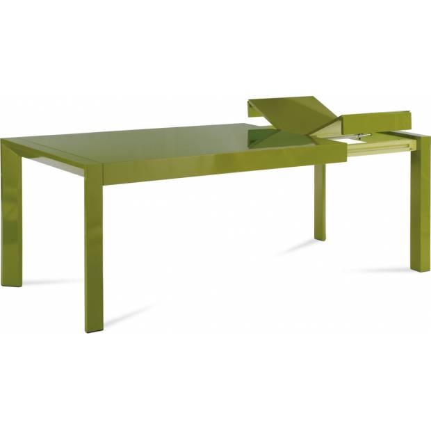 Jídelní stůl rozkl., 160+50x90 cm, vysoký lesk zelený WD-5829 GRN Art
