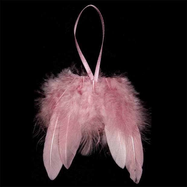 Andělská křídla z peří , barva růžová,  baleno  12 ks v polybag. Cena za 1 ks. AK6112-PINK Art