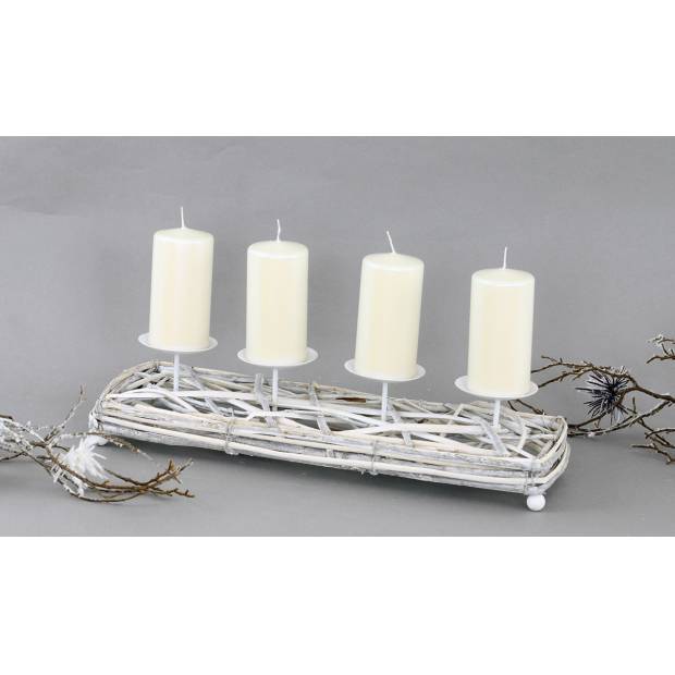 Svícen proutí, barva antique bílá,s bodci na svíčku, adventní AN804596 Art