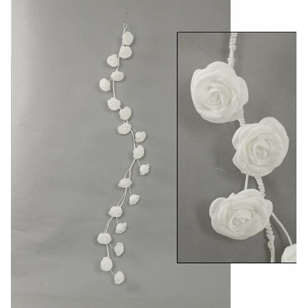 Girlanda z pěnových růžiček, barva bílá , umělá dekorace PRZ2841 Art