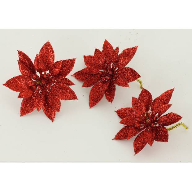 Květina červená dekorační. Cena za 3kusy/1 polybag. VCA015 RED Art
