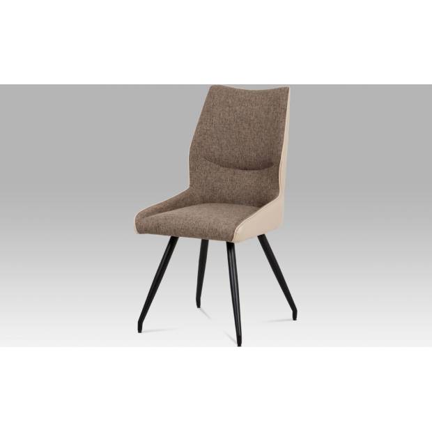 Jídelní židle koženka cappuccino + látka / černá kov DCH-351 CAP2 Art