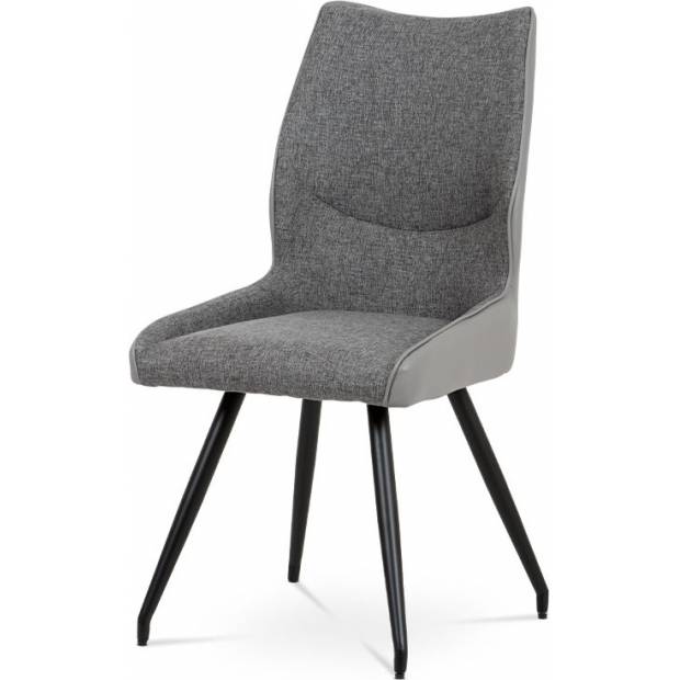 Jídelní židle koženka šedá + látka / černá kov DCH-351 GREY2 Art