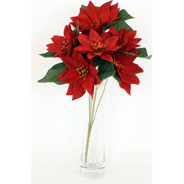 Puget vánočních růží, poinsécek červených (7hlav). Květina umělá. UK-0032 Art