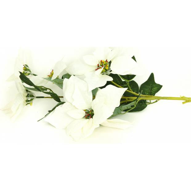 Květina umělá vazbová. Vánoční růže, poinsécie 5 květů , barva bílá VK-1238 Art