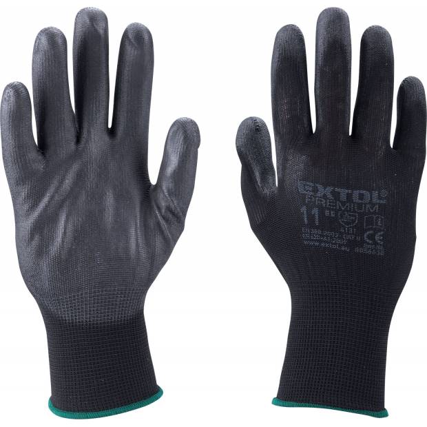 rukavice z polyesteru polomáčené v PU, černé, velikost 8