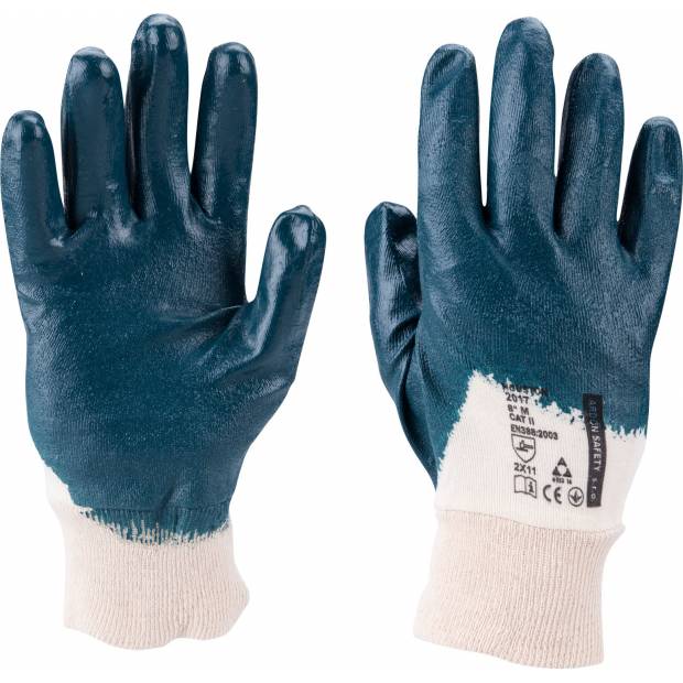 rukavice bavlněné polomáčené v nitrilu, velikost 8
