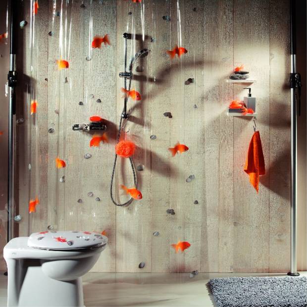 Sprchový závěs GOLDFISH orange PVC 180 x 200 cm 1000097 SPIRELLA