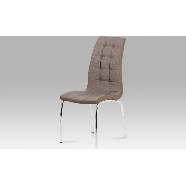 Jídelní židle, hnědá látka + ekokůže, chrom DCL-420B COF2 Art