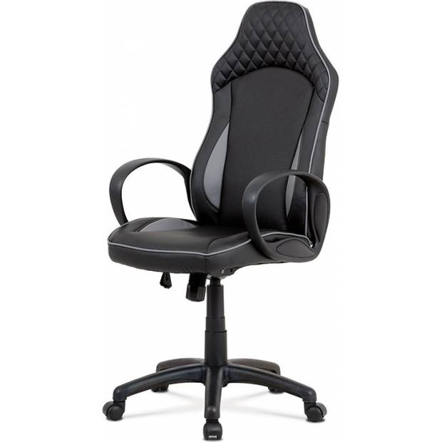 Kancelářská židle, černá-šedá ekokůže, houpací mech, plastový kříž KA-E823 GREY Art