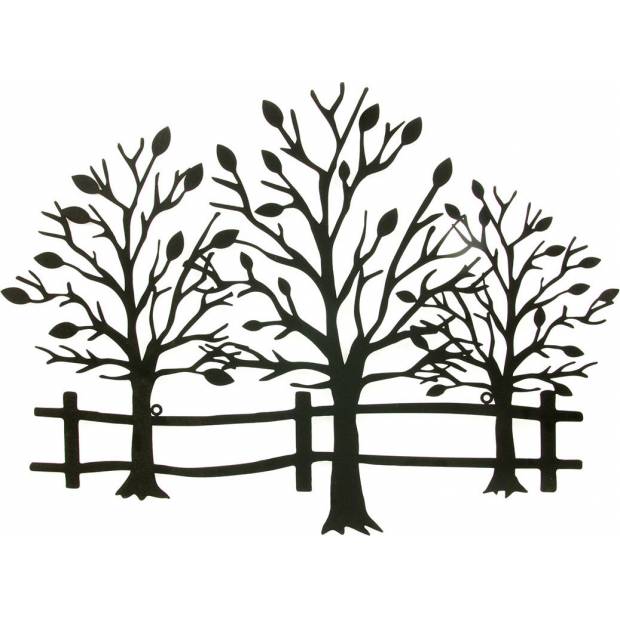 Nástěnná kovová dekorace - stromy, barva černá matná HO4341 Art