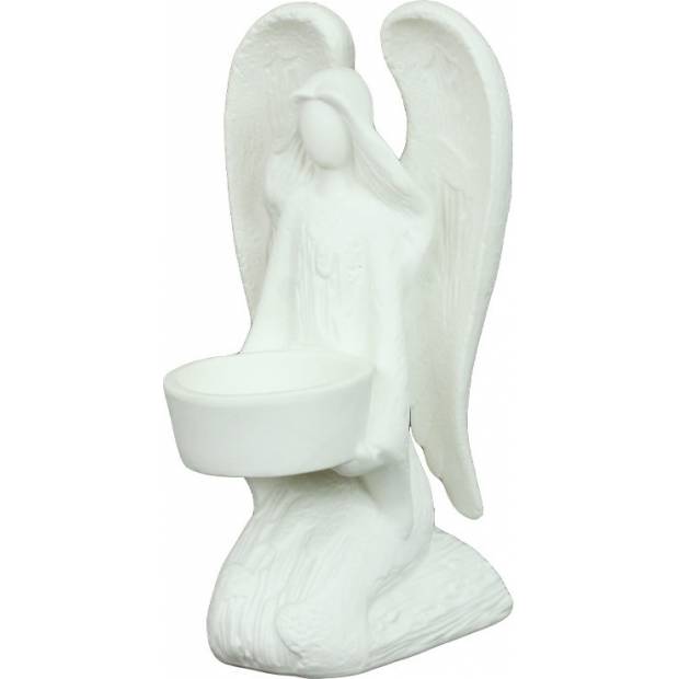 Svícen porcelánový s andělíčkem,  barva bílá ARP682 Art