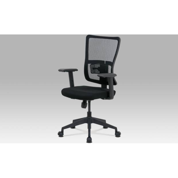 Kancelářská židle, černá látka+síťovina, houpací mech., plastový kříž KA-M02 BK Art