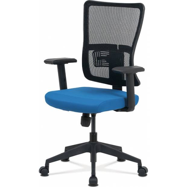 Kancelářská židle, modrá látka+černá síťovina, houpací mech., plastový kříž KA-M02 BLUE Art