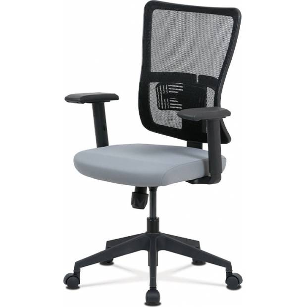 Kancelářská židle, šedá látka+černá síťovina, houpací mech., plastový kříž KA-M02 GREY Art