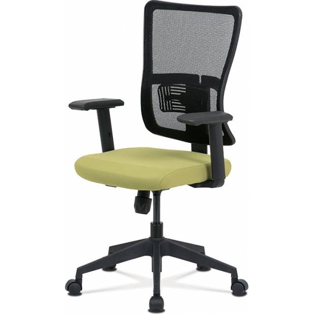 Kancelářská židle, zelená látka+černá síťovina, houpací mech., plastový kříž KA-M02 GRN Art