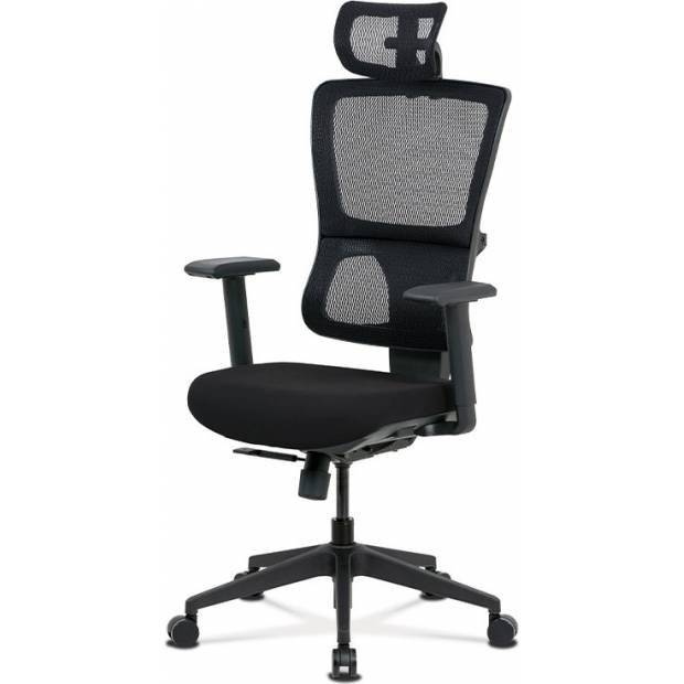Kancelářská židle, černá látka+síťovina, synchronní mech., plastový kříž KA-M04 BK Art