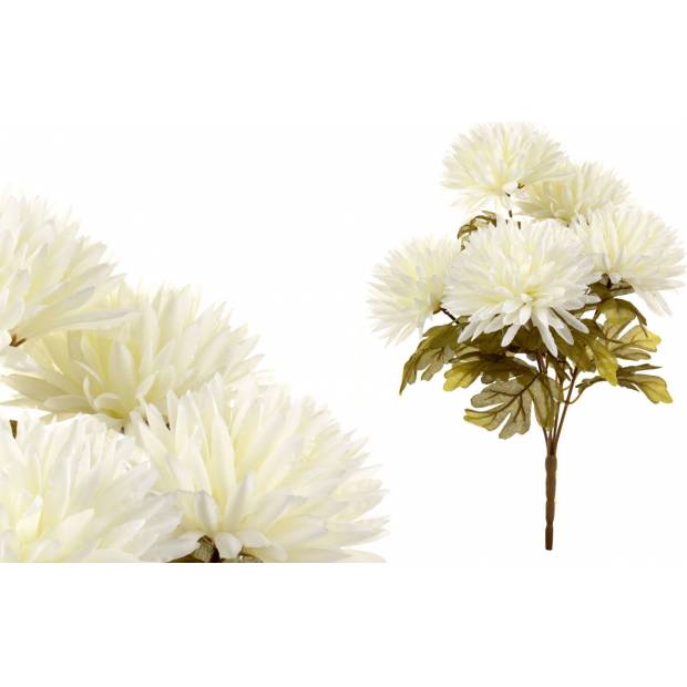 Chryzantémy puget, 5 hlav, barva krémová. Květina umělá. NL0102-CRM Art