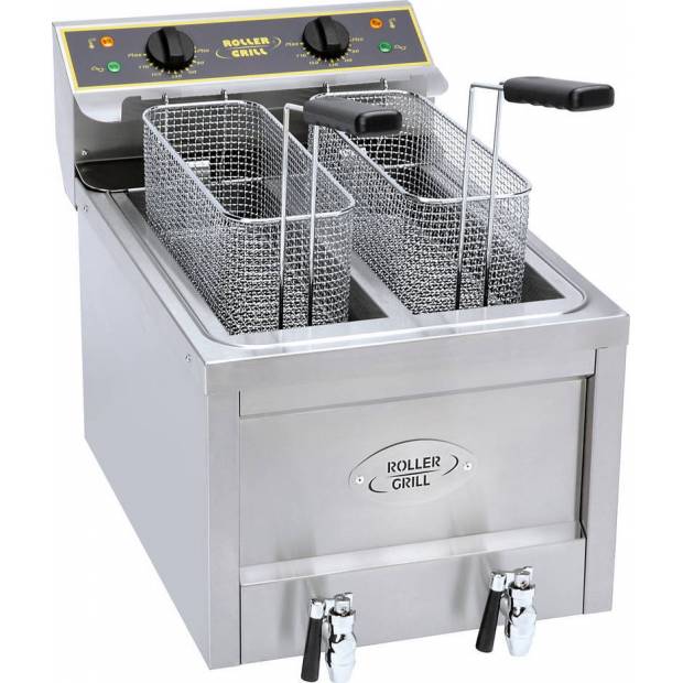 FRITÉZA VÝKONNÁ ELEKTRICKÁ RFE 8 D MONO - objem 2x 8 l  - S VÝPUSTNÝM VENTILEM P01061A01 ROLLER GRILL International