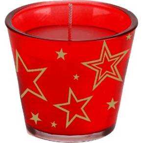 Vánoční svíčka ve skle O 75 x 77 mm červená Star Mix - 