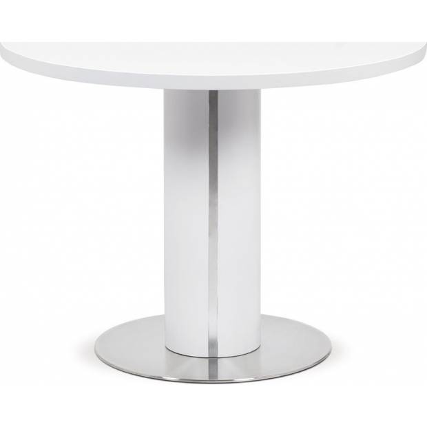 Jídelní stůl pr.100x77, bílá MDF mat, broušený nerez HT-650 WT Art