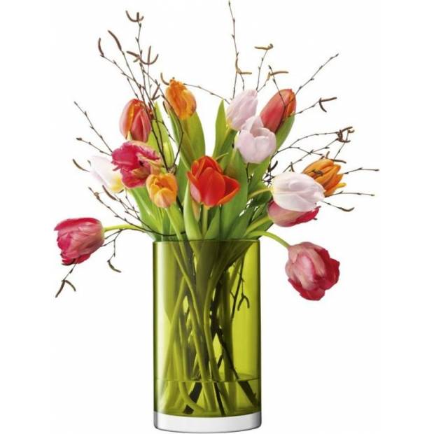 Flower Colour skleněná váza olivově zelená v.25cm, LSA, Handmade G1307-25-414 LSA International