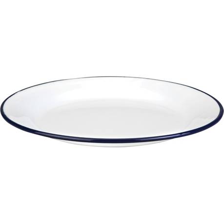 Smaltovaný talíř mělký 22sm modrý okraj - Ibili