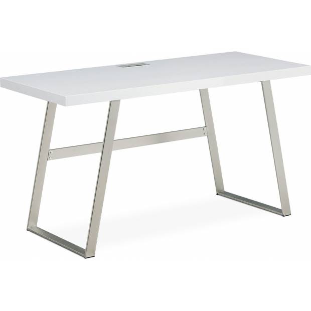 Kancelářský stůl 140x60, MDF, bílý matný lak, broušený nikl APC-602 WT Art