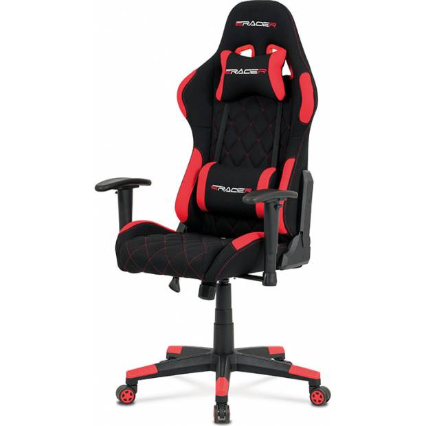 Kancelářská židle, červená látka, houpací mech, kříž plast KA-V606 RED Art