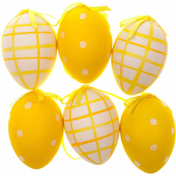 Vajíčko žluté plastové 5 cm, dekorační na zavěšení, cena za sadu 6 kusů VEL5031 Art