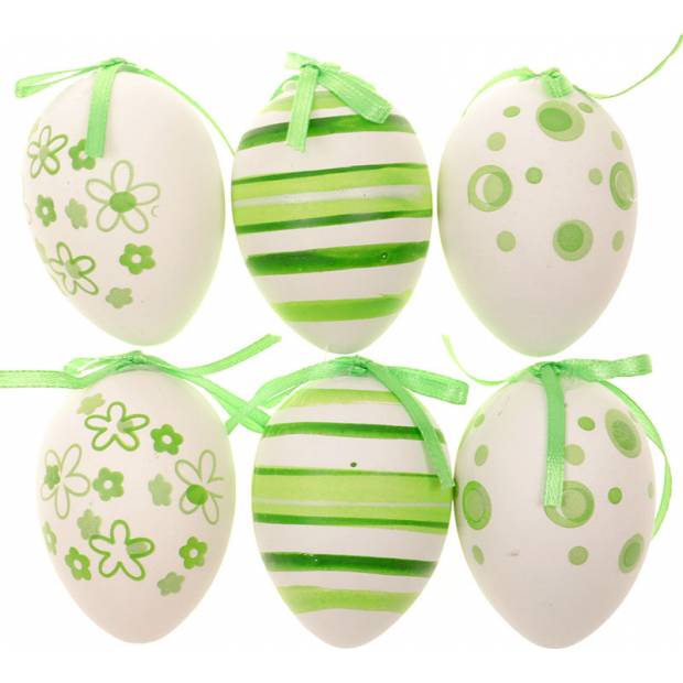 Vajíčka plastová 6cm, cena za 1 sáček (6 ks), zeleno-bílé VEL810238 Art