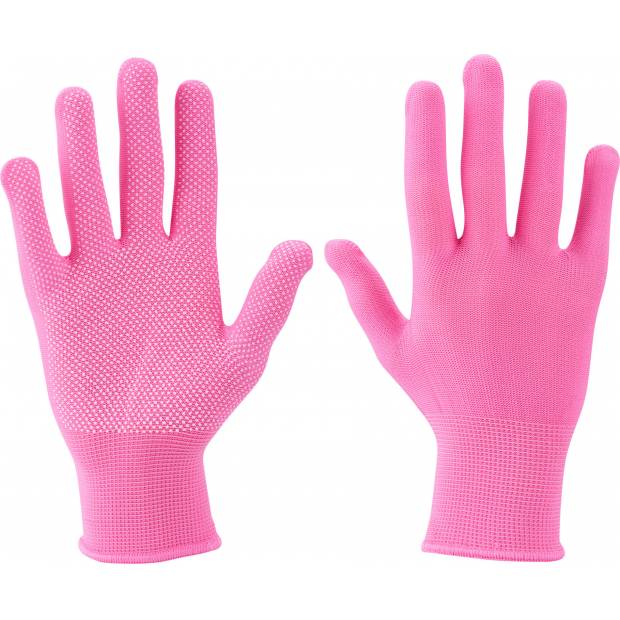 rukavice z polyesteru s PVC terčíky na dlani, velikost 7
