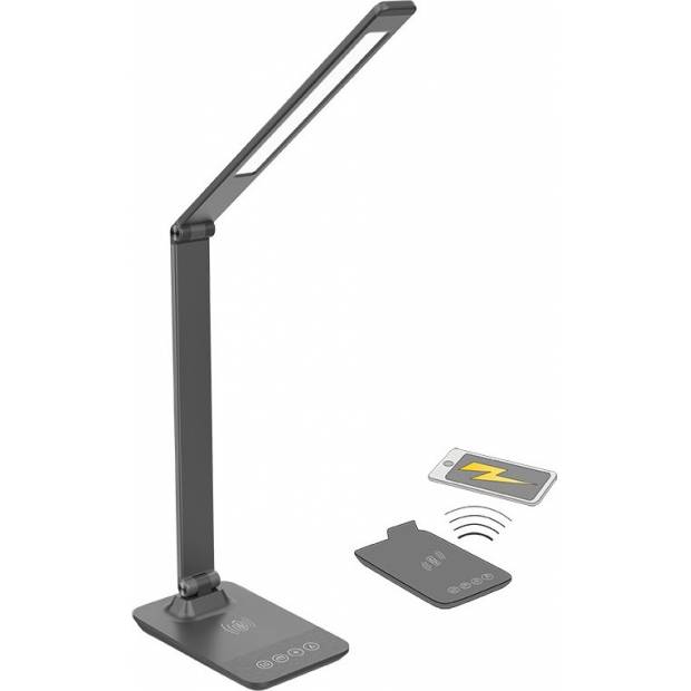 LED stmívatelná lampička s bezdrátovým nabíjením, změna chromatičnosti, šedá WO55-G Solight