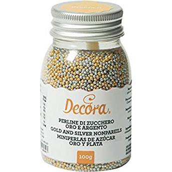Cukrové mini perličky zlaté a stříbrné 100g - Decora
