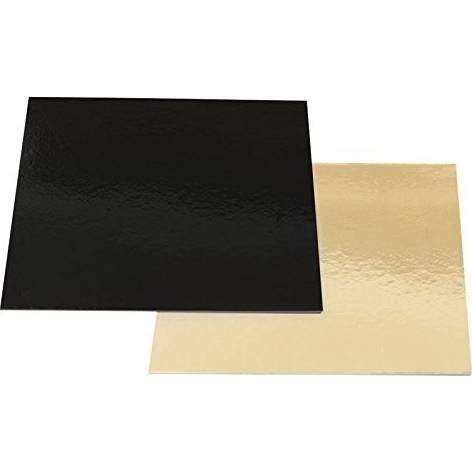 Podložka pod dort černo zlatá čtvercová 24cmx24cm 1ks - Decora