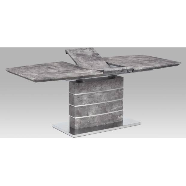 Jídelní stůl 160+40x90 cm, MDF beton, broušený nerez HT-302 BET Art