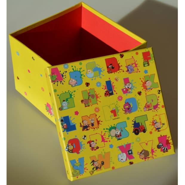 Krabička na dárek k narozeninám abeceda 16x16x12cm - Alvarak