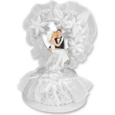 Svatební figurka na dort 1ks v nářuší se srdcem plast 220x270mm - Gunthart
