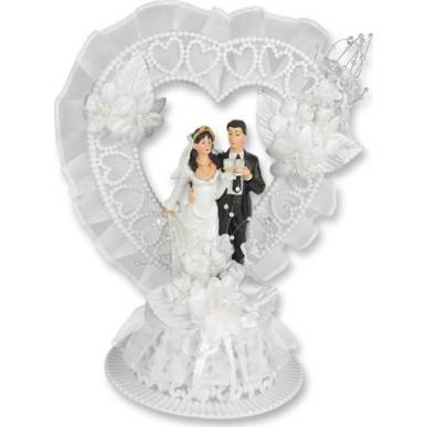 Svatební figurka na dort 1ks srdce plast - Gunthart